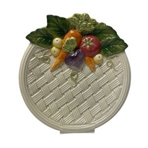 Fitz and Floyd Classics Vegetable Harvest Basketweave Ceramic Decorative Plate